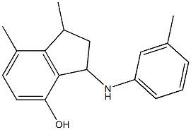 1,7-dimethyl-3-[(3-methylphenyl)amino]-2,3-dihydro-1H-inden-4-ol Struktur