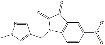 1-[(1-methyl-1H-pyrazol-4-yl)methyl]-5-nitro-2,3-dihydro-1H-indole-2,3-dione Struktur