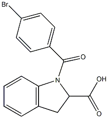 1-[(4-bromophenyl)carbonyl]-2,3-dihydro-1H-indole-2-carboxylic acid Struktur