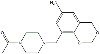 1-{4-[(6-amino-2,4-dihydro-1,3-benzodioxin-8-yl)methyl]piperazin-1-yl}ethan-1-one Struktur