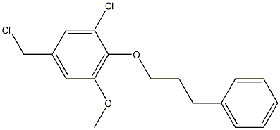 1-chloro-5-(chloromethyl)-3-methoxy-2-(3-phenylpropoxy)benzene Struktur