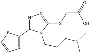 2-({4-[3-(dimethylamino)propyl]-5-(thiophen-2-yl)-4H-1,2,4-triazol-3-yl}sulfanyl)acetic acid Struktur