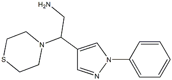 2-(1-phenyl-1H-pyrazol-4-yl)-2-(thiomorpholin-4-yl)ethan-1-amine Struktur