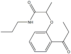 2-(2-propanoylphenoxy)-N-propylpropanamide Struktur