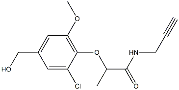 2-[2-chloro-4-(hydroxymethyl)-6-methoxyphenoxy]-N-(prop-2-yn-1-yl)propanamide Struktur