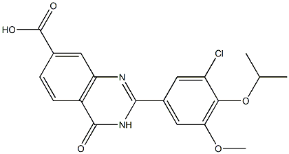 2-[3-chloro-5-methoxy-4-(propan-2-yloxy)phenyl]-4-oxo-3,4-dihydroquinazoline-7-carboxylic acid Struktur