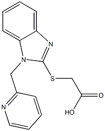 2-{[1-(pyridin-2-ylmethyl)-1H-1,3-benzodiazol-2-yl]sulfanyl}acetic acid Struktur