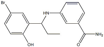 3-{[1-(5-bromo-2-hydroxyphenyl)propyl]amino}benzamide Struktur