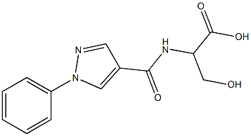 3-hydroxy-2-[(1-phenyl-1H-pyrazol-4-yl)formamido]propanoic acid Struktur