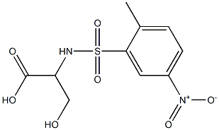 3-hydroxy-2-[(2-methyl-5-nitrobenzene)sulfonamido]propanoic acid Struktur