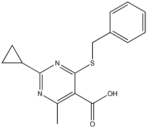 4-(benzylthio)-2-cyclopropyl-6-methylpyrimidine-5-carboxylic acid Struktur