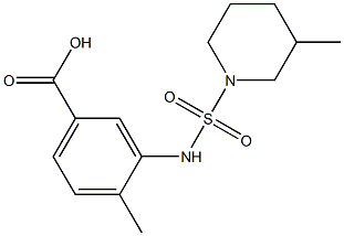 4-methyl-3-{[(3-methylpiperidine-1-)sulfonyl]amino}benzoic acid Struktur