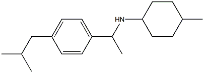 4-methyl-N-{1-[4-(2-methylpropyl)phenyl]ethyl}cyclohexan-1-amine Struktur