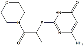 6-amino-2-{[1-(morpholin-4-yl)-1-oxopropan-2-yl]sulfanyl}-3,4-dihydropyrimidin-4-one Struktur