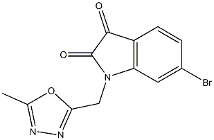 6-bromo-1-[(5-methyl-1,3,4-oxadiazol-2-yl)methyl]-2,3-dihydro-1H-indole-2,3-dione Struktur