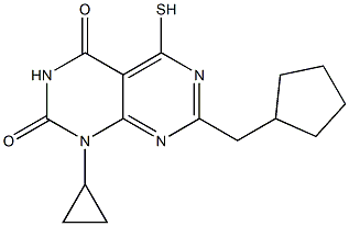 7-(cyclopentylmethyl)-1-cyclopropyl-5-mercaptopyrimido[4,5-d]pyrimidine-2,4(1H,3H)-dione Struktur