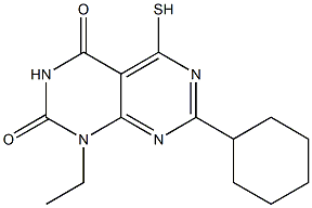 7-cyclohexyl-1-ethyl-5-mercaptopyrimido[4,5-d]pyrimidine-2,4(1H,3H)-dione Struktur