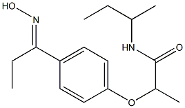 N-(butan-2-yl)-2-{4-[1-(hydroxyimino)propyl]phenoxy}propanamide Struktur