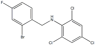 N-[(2-bromo-4-fluorophenyl)methyl]-2,4,6-trichloroaniline Struktur