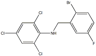 N-[(2-bromo-5-fluorophenyl)methyl]-2,4,6-trichloroaniline Struktur