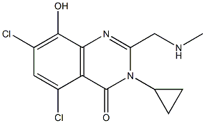 4(3H)-Quinazolinone,  5,7-dichloro-3-cyclopropyl-8-hydroxy-2-[(methylamino)methyl]- Struktur