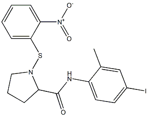 1-({2-nitrophenyl}sulfanyl)-N-(4-iodo-2-methylphenyl)-2-pyrrolidinecarboxamide Struktur