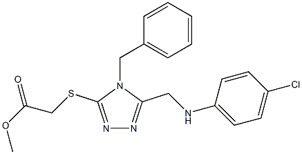 methyl {[5-{[(4-chlorophenyl)amino]methyl}-4-(phenylmethyl)-4H-1,2,4-triazol-3-yl]sulfanyl}acetate Struktur