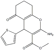 methyl 2-amino-5-oxo-4-(2-thienyl)-5,6,7,8-tetrahydro-4H-chromene-3-carboxylate Struktur