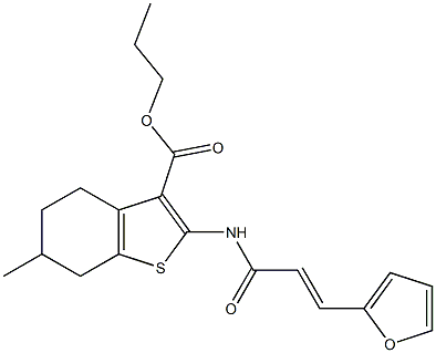 propyl 2-{[3-(2-furyl)acryloyl]amino}-6-methyl-4,5,6,7-tetrahydro-1-benzothiophene-3-carboxylate Struktur