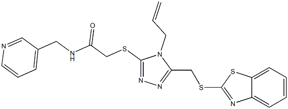 2-({4-allyl-5-[(1,3-benzothiazol-2-ylsulfanyl)methyl]-4H-1,2,4-triazol-3-yl}sulfanyl)-N-(3-pyridinylmethyl)acetamide Struktur