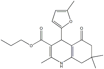 propyl 2,7,7-trimethyl-4-(5-methyl-2-furyl)-5-oxo-1,4,5,6,7,8-hexahydroquinoline-3-carboxylate Struktur