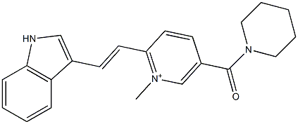 2-[2-(1H-indol-3-yl)vinyl]-1-methyl-5-(1-piperidinylcarbonyl)pyridinium Struktur