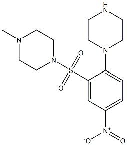 1-{[5-nitro-2-(1-piperazinyl)phenyl]sulfonyl}-4-methylpiperazine Struktur