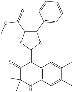 methyl 5-phenyl-2-(2,2,6,7-tetramethyl-3-thioxo-2,3-dihydro-4(1H)-quinolinylidene)-1,3-dithiole-4-carboxylate Struktur