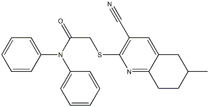 2-[(3-cyano-6-methyl-5,6,7,8-tetrahydroquinolin-2-yl)sulfanyl]-N,N-diphenylacetamide Struktur