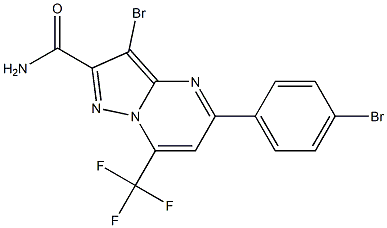 3-bromo-5-(4-bromophenyl)-7-(trifluoromethyl)pyrazolo[1,5-a]pyrimidine-2-carboxamide Struktur