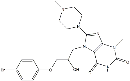 7-[3-(4-bromophenoxy)-2-hydroxypropyl]-3-methyl-8-(4-methyl-1-piperazinyl)-3,7-dihydro-1H-purine-2,6-dione Struktur