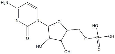 [5-(4-amino-2-oxo-1(2H)-pyrimidinyl)-3,4-dihydroxytetrahydro-2-furanyl]methyl phosphate Struktur