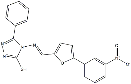 4-{[(5-{3-nitrophenyl}-2-furyl)methylene]amino}-3-phenyl-5-sulfanyl-4H-1,2,4-triazole Struktur