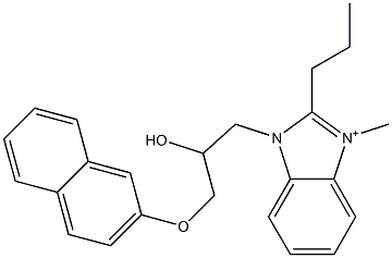 3-[2-hydroxy-3-(2-naphthyloxy)propyl]-1-methyl-2-propyl-3H-benzimidazol-1-ium Struktur