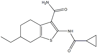 2-[(cyclopropylcarbonyl)amino]-6-ethyl-4,5,6,7-tetrahydro-1-benzothiophene-3-carboxamide Struktur