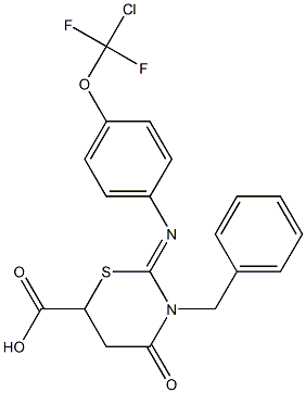 3-benzyl-2-({4-[chloro(difluoro)methoxy]phenyl}imino)-4-oxo-1,3-thiazinane-6-carboxylic acid Struktur