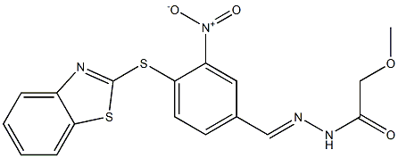 N'-{4-(1,3-benzothiazol-2-ylsulfanyl)-3-nitrobenzylidene}-2-methoxyacetohydrazide Struktur