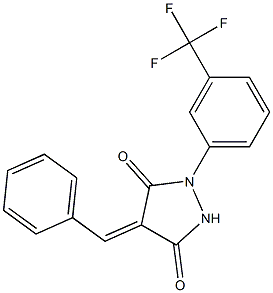 4-benzylidene-1-[3-(trifluoromethyl)phenyl]-3,5-pyrazolidinedione Struktur