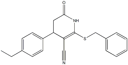 2-(benzylsulfanyl)-4-(4-ethylphenyl)-6-oxo-1,4,5,6-tetrahydro-3-pyridinecarbonitrile Struktur