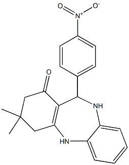 11-{4-nitrophenyl}-3,3-dimethyl-2,3,4,5,10,11-hexahydro-1H-dibenzo[b,e][1,4]diazepin-1-one Struktur