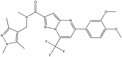 5-(3,4-dimethoxyphenyl)-N-methyl-7-(trifluoromethyl)-N-[(1,3,5-trimethyl-1H-pyrazol-4-yl)methyl]pyrazolo[1,5-a]pyrimidine-2-carboxamide Struktur