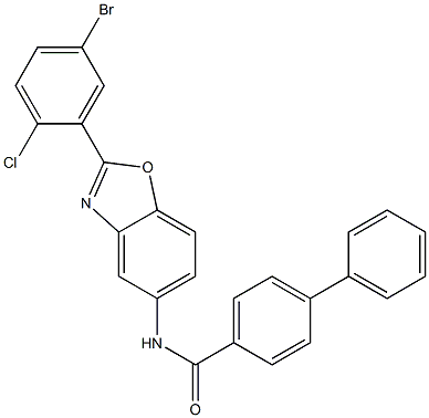 N-[2-(5-bromo-2-chlorophenyl)-1,3-benzoxazol-5-yl][1,1'-biphenyl]-4-carboxamide Struktur