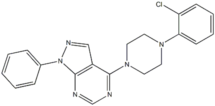 4-[4-(2-chlorophenyl)-1-piperazinyl]-1-phenyl-1H-pyrazolo[3,4-d]pyrimidine Struktur