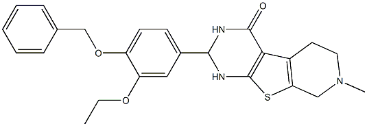 2-[4-(benzyloxy)-3-ethoxyphenyl]-7-methyl-2,3,5,6,7,8-hexahydropyrido[4',3':4,5]thieno[2,3-d]pyrimidin-4(1H)-one Struktur